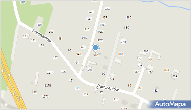 Nowy Targ, Partyzantów, 92A, mapa Nowego Targu