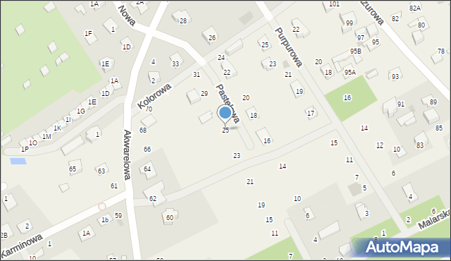 Odrano-Wola, Pastelowa, 25, mapa Odrano-Wola