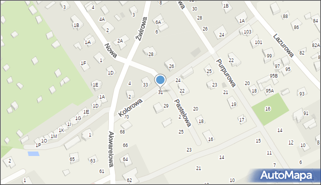 Odrano-Wola, Pastelowa, 31, mapa Odrano-Wola