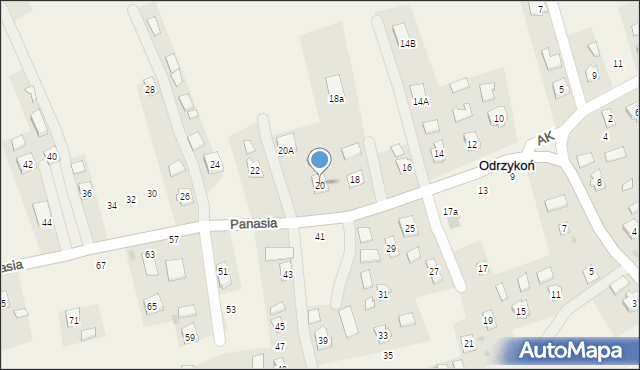 Odrzykoń, Panasia Józefa, ks., 20, mapa Odrzykoń