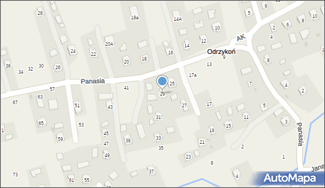 Odrzykoń, Panasia Józefa, ks., 29, mapa Odrzykoń
