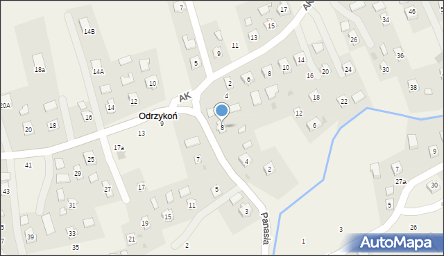 Odrzykoń, Panasia Józefa, ks., 8, mapa Odrzykoń