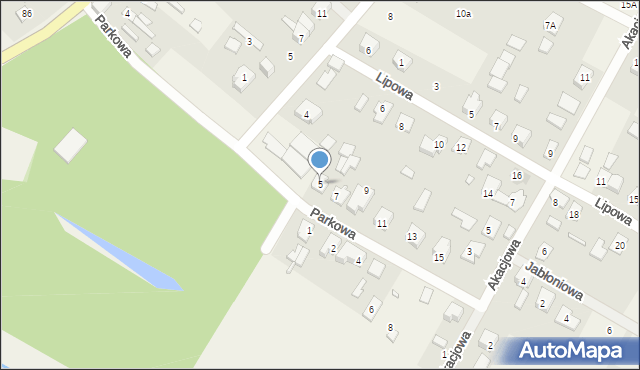 Okuniew, Parkowa, 5, mapa Okuniew
