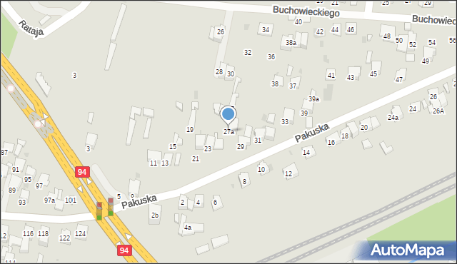 Olkusz, Pakuska, 27a, mapa Olkusz