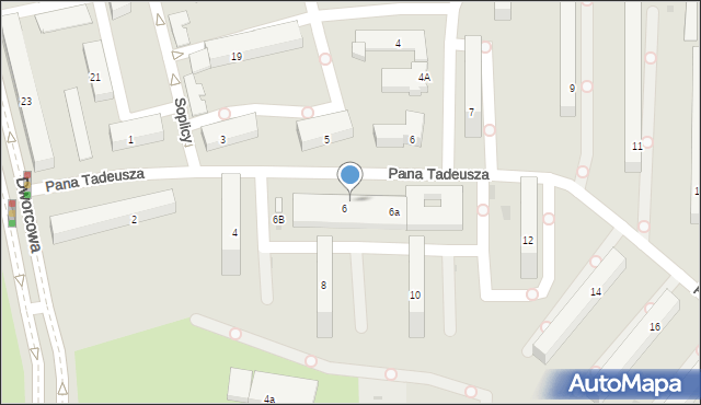Olsztyn, Pana Tadeusza, 6-6a, mapa Olsztyna