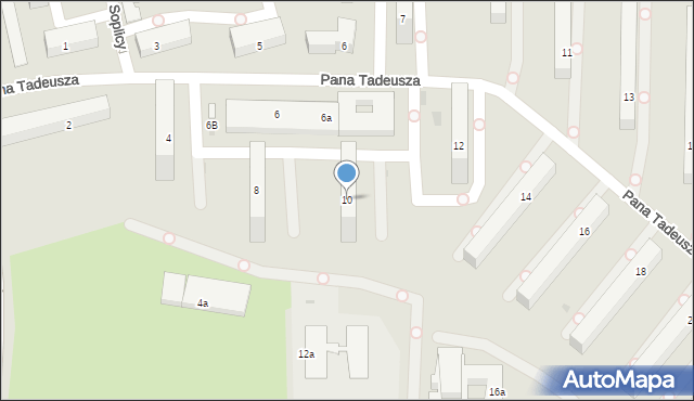 Olsztyn, Pana Tadeusza, 10, mapa Olsztyna