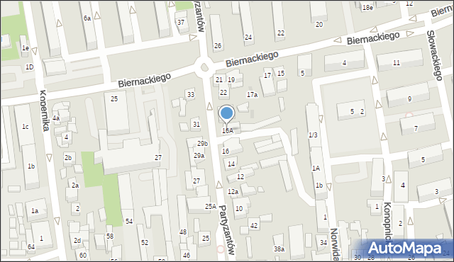 Opoczno, Partyzantów, 16A, mapa Opoczno