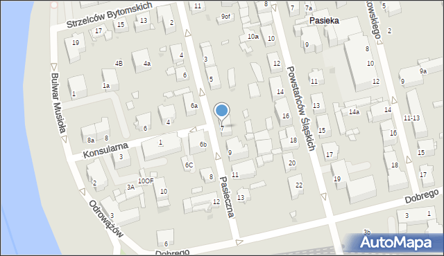 Opole, Pasieczna, 7, mapa Opola