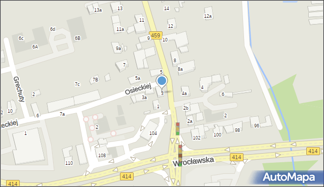 Opole, Partyzancka, 3, mapa Opola