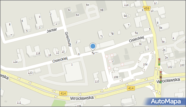 Opole, Partyzancka, 7a, mapa Opola