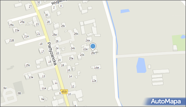 Opole, Partyzancka, 20c, mapa Opola