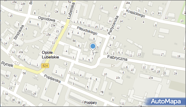 Opole Lubelskie, Partyzancka, 3, mapa Opole Lubelskie