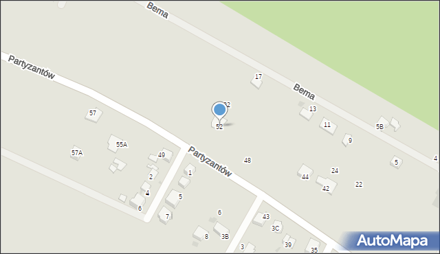 Orzesze, Partyzantów, 52, mapa Orzesze