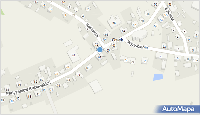 Osiek, Partyzantów Kociewskich, 67, mapa Osiek