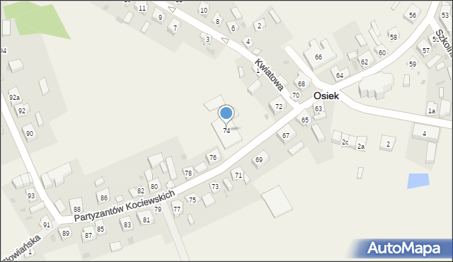 Osiek, Partyzantów Kociewskich, 74, mapa Osiek