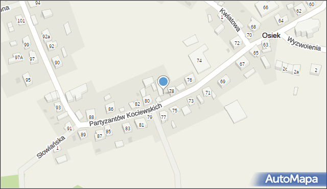 Osiek, Partyzantów Kociewskich, 78A, mapa Osiek