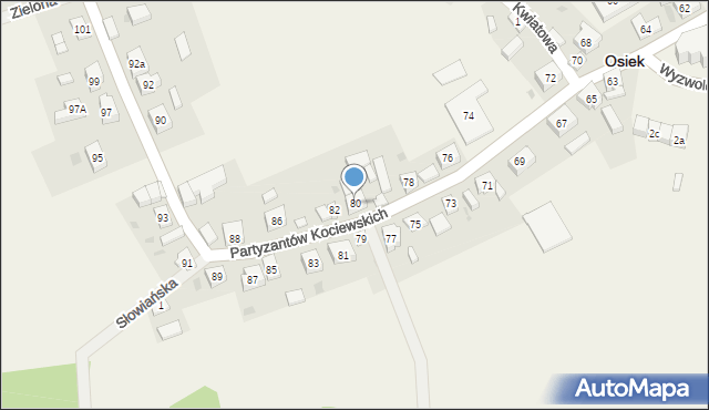 Osiek, Partyzantów Kociewskich, 80, mapa Osiek
