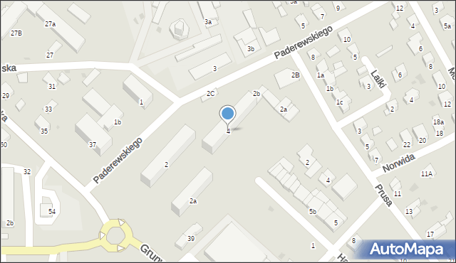 Ostróda, Paderewskiego Ignacego Jana, 4, mapa Ostróda