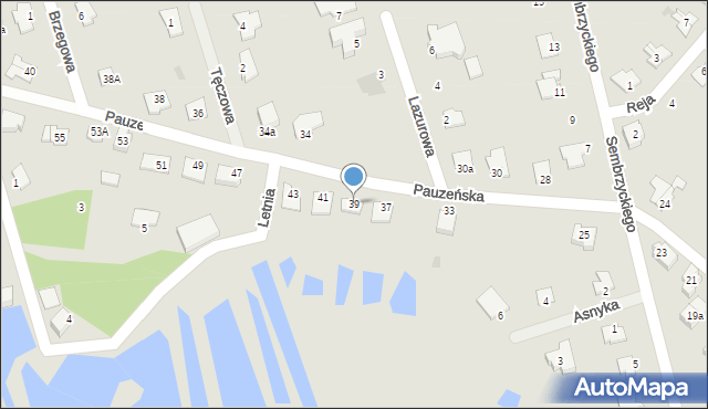 Ostróda, Pauzeńska, 39, mapa Ostróda