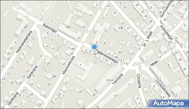 Ostrołęka, Paderewskiego Ignacego Jana, 7A, mapa Ostrołęka