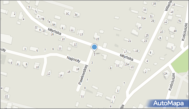 Ostrów Mazowiecka, Pawłowskiej Petroneli, 1, mapa Ostrów Mazowiecka