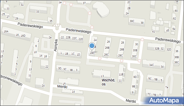 Ostrów Wielkopolski, Paderewskiego Ignacego Jana, 24C, mapa Ostrów Wielkopolski