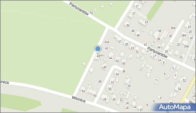 Ostrowiec Świętokrzyski, Partyzantów, 43, mapa Ostrowiec Świętokrzyski