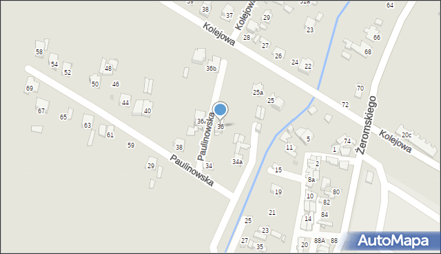 Ostrowiec Świętokrzyski, Paulinowska, 36, mapa Ostrowiec Świętokrzyski