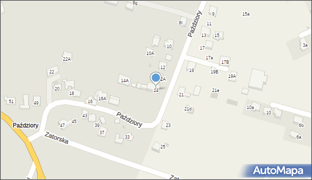 Oświęcim, Paździory, 14, mapa Oświęcimia