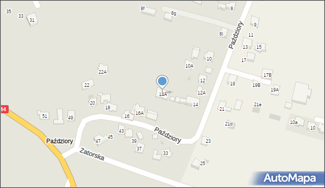Oświęcim, Paździory, 14A, mapa Oświęcimia