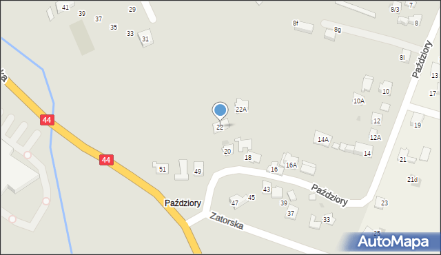 Oświęcim, Paździory, 22, mapa Oświęcimia