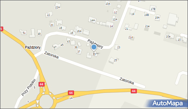 Oświęcim, Paździory, 33, mapa Oświęcimia