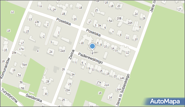 Otwock, Paderewskiego Ignacego Jana, 4, mapa Otwock