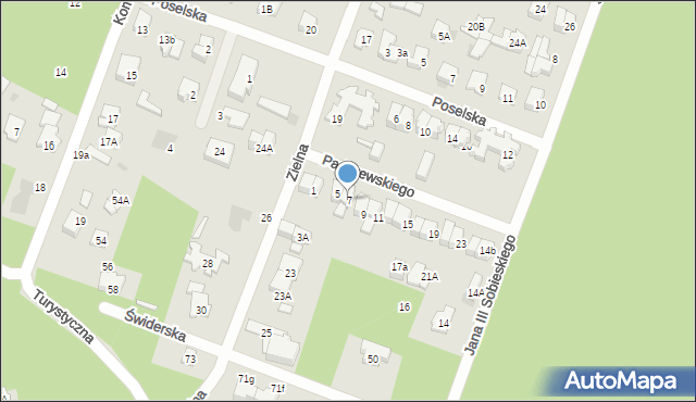 Otwock, Paderewskiego Ignacego Jana, 7, mapa Otwock