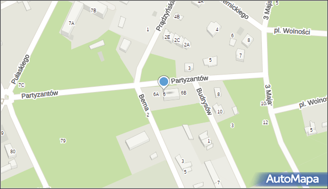 Otwock, Partyzantów, 6, mapa Otwock