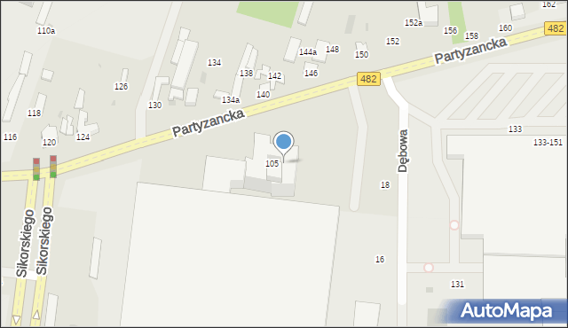 Pabianice, Partyzancka, 105/127, mapa Pabianic