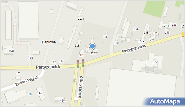 Pabianice, Partyzancka, 124, mapa Pabianic