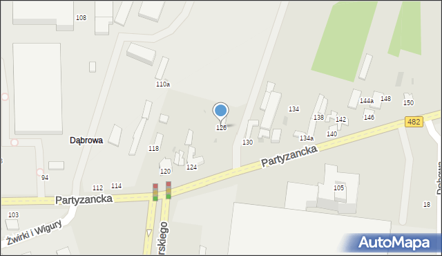 Pabianice, Partyzancka, 126, mapa Pabianic