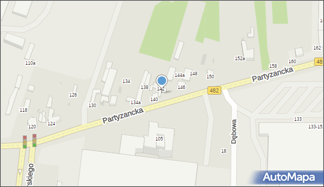 Pabianice, Partyzancka, 144, mapa Pabianic