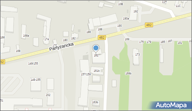 Pabianice, Partyzancka, 161, mapa Pabianic