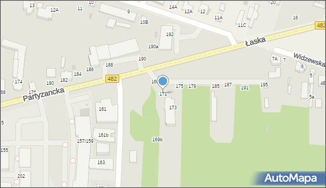 Pabianice, Partyzancka, 171, mapa Pabianic