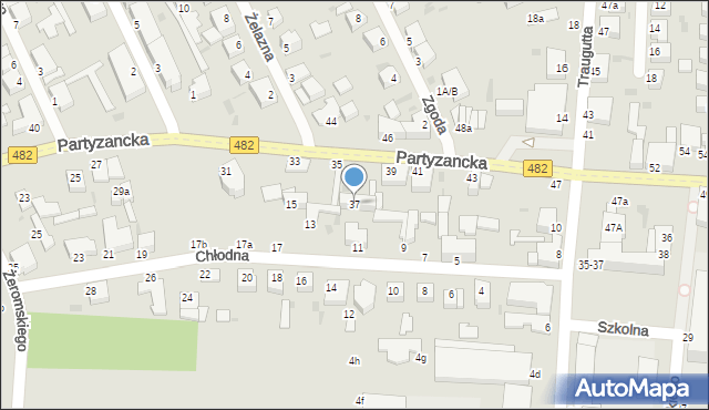 Pabianice, Partyzancka, 37, mapa Pabianic