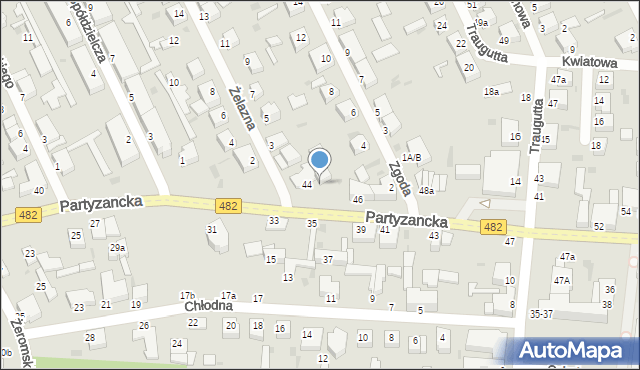 Pabianice, Partyzancka, 44a, mapa Pabianic