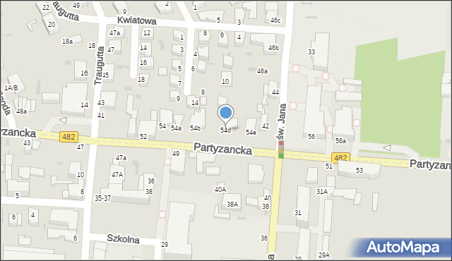 Pabianice, Partyzancka, 54d, mapa Pabianic