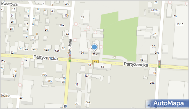 Pabianice, Partyzancka, 56a, mapa Pabianic