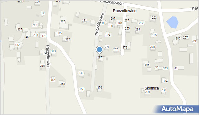 Paczółtowice, Paczółtowice, 287, mapa Paczółtowice