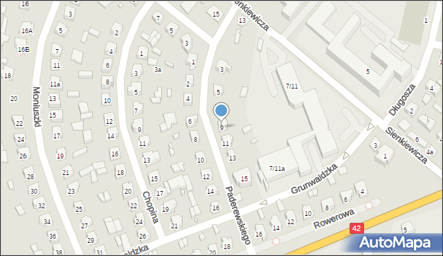 Pajęczno, Paderewskiego Ignacego Jana, 9, mapa Pajęczno