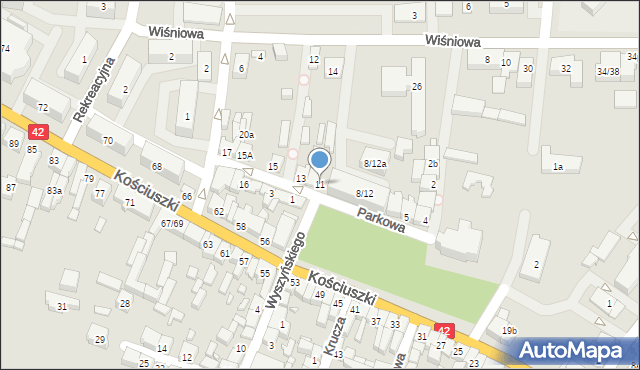 Pajęczno, Parkowa, 11, mapa Pajęczno