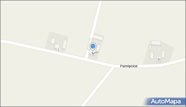 Pamięcice, Pamięcice, 54, mapa Pamięcice