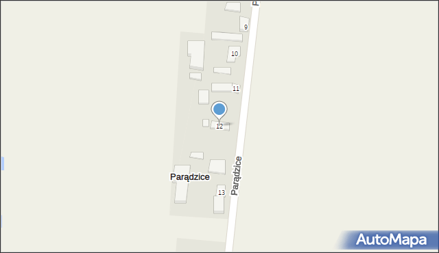 Parądzice, Parądzice, 12, mapa Parądzice